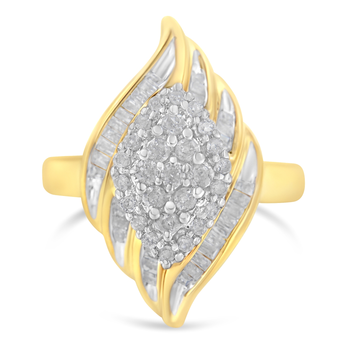 015893R750 10K Yellow Gold Diamond Cocktail Ring, 0.75 CTTW - I-J Color - I2-I3 Clarity - Size 7.50