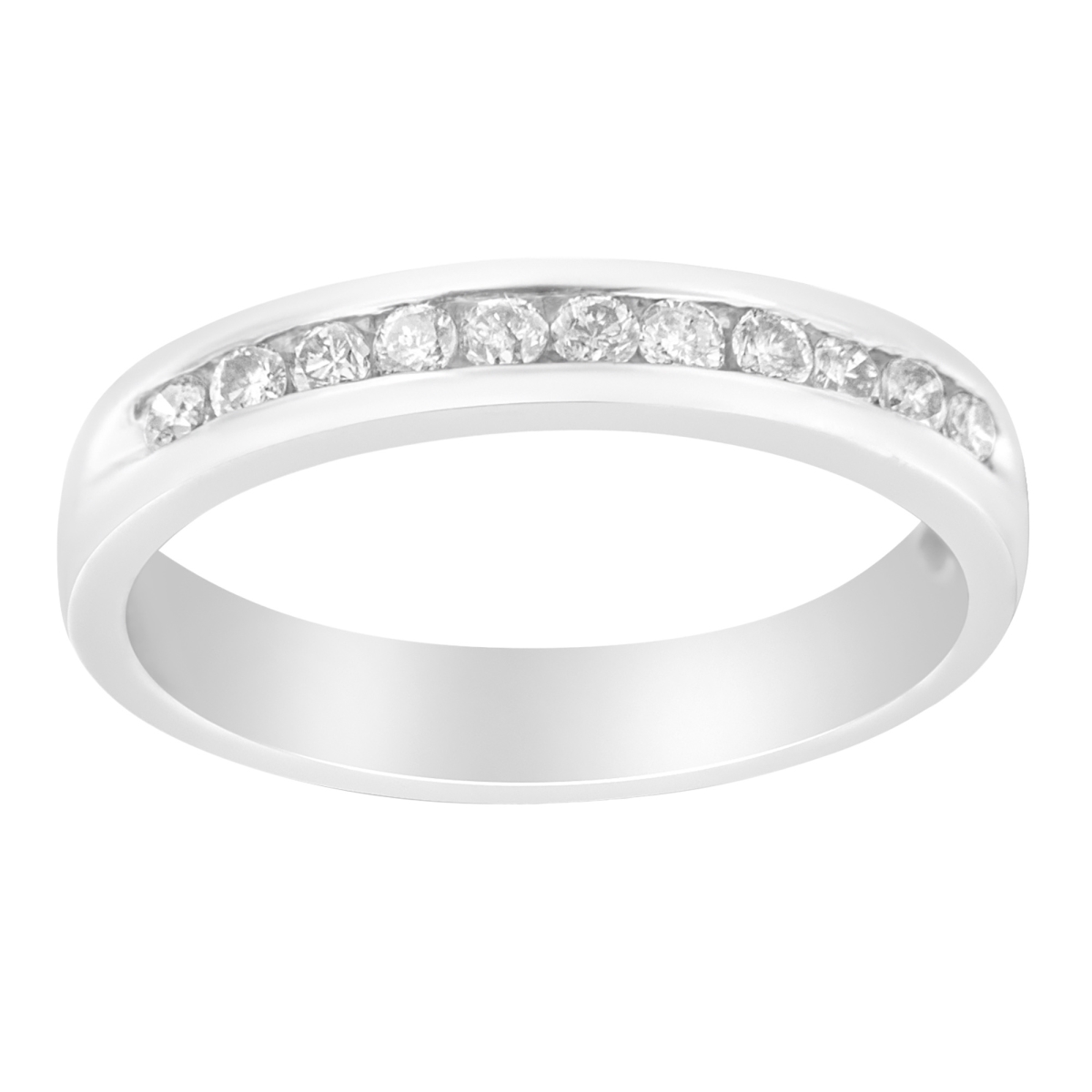 18K White Gold 0.25 CTTW Channel Set Brilliant Round-Cut Diamond Classic 11 Stone Wedding Band Ring, E-F Color - I1-I2 Clarity - Size 6