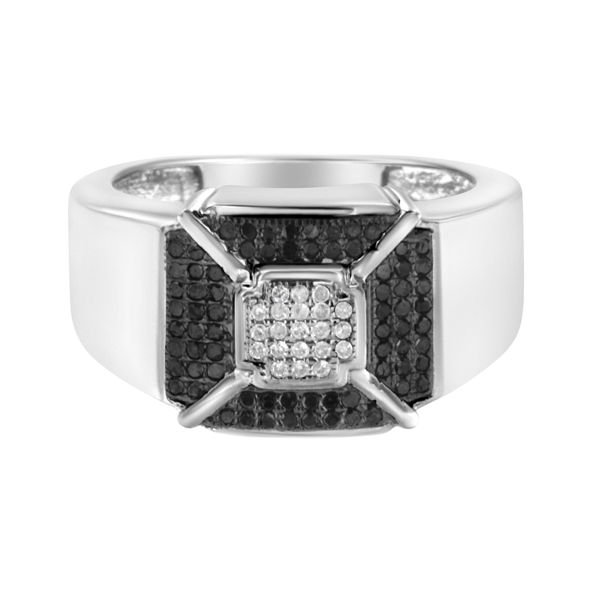 Picture of Infinite Jewels 017249R100 .925 Sterling Silver 0.37 CTTW Composite Enhanced Black & White Diamond Mens Band Ring&#44; H-I - I2-I3 - Size 10