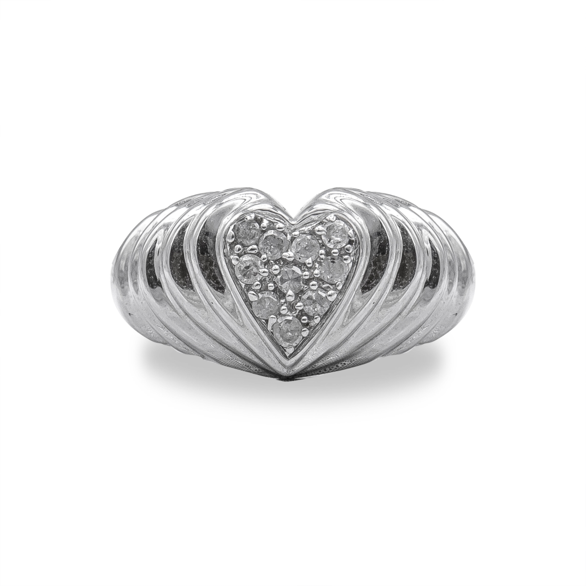 Picture of Infinite Jewels 020472R900 White .925 Sterling Silver 0.15 CTTW Round Diamond Heartbeat Heart Band Ring&#44; I-J Color - I3 Clarity - Size 9