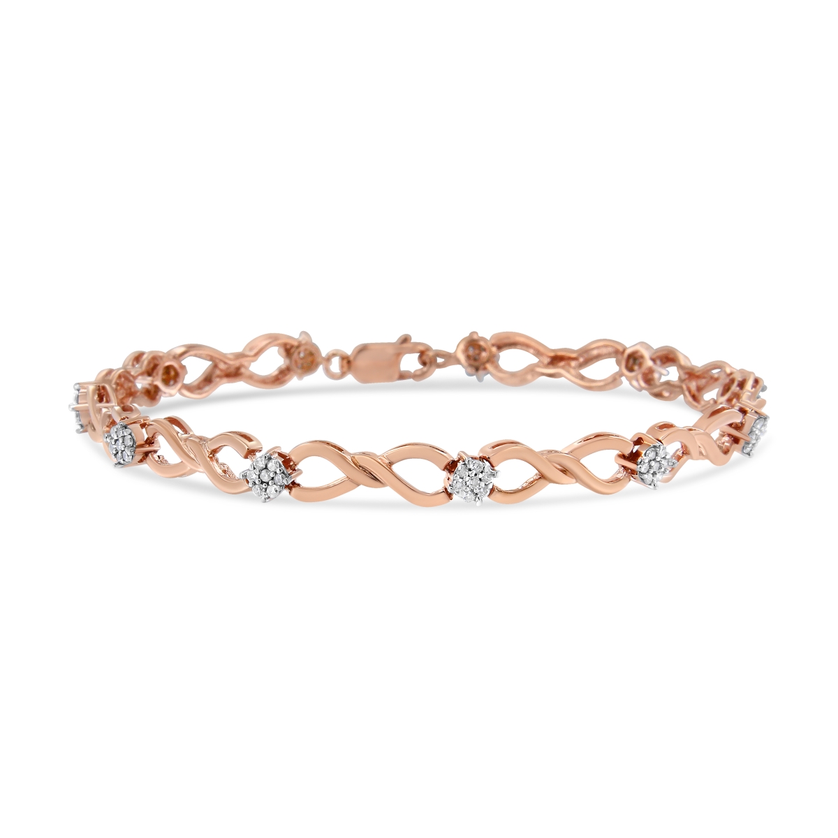 60-7785RDM 10K Rose Gold Plated .925 Sterling Silver 0.50 CTTW Diamond Infinity Link Tennis Bracelet, H-I Color - I2-I3 Clarity -7 in.