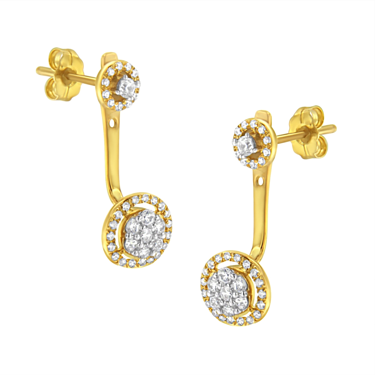 14K Yellow Gold Plated .925 Sterling Silver 0.66 CTTW Diamond Removable Stud & Dangle Earrings, I-J Color - I2-I3