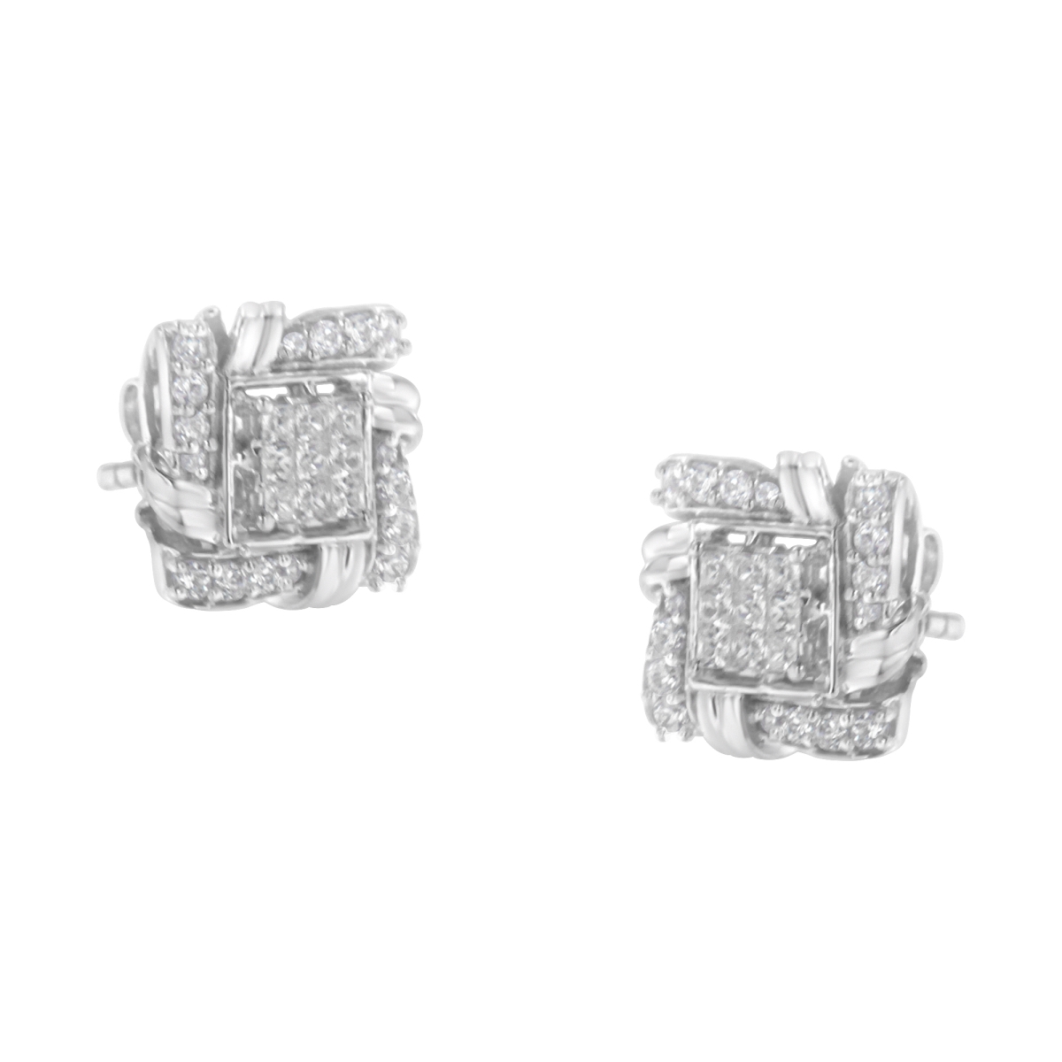 70-4950WDM White .925 Sterling Silver 0.50 CTTW Round-Cut Diamond Stud Earrings, I-J Color - I1-I2 Clarity