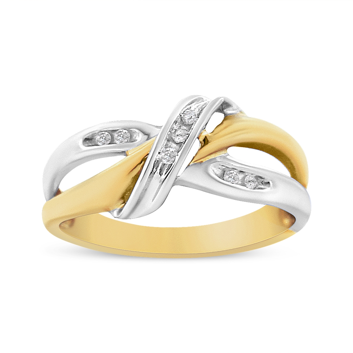 Picture of Infinite Jewels 003863R700 Two-Toned 10K Yellow & White Gold 0.500 CTTW Round-Cut Diamond Bypass Ring&#44; I2 Color - I-J Clarity