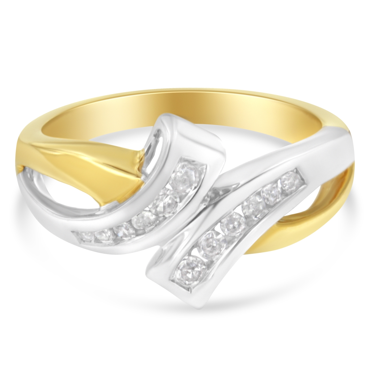 Picture of Infinite Jewels 004324R700 10K Two Toned Channel-Set Diamond Bypass Ring&#44; 0.25 CTTW - I-J Color - I2 Clarity