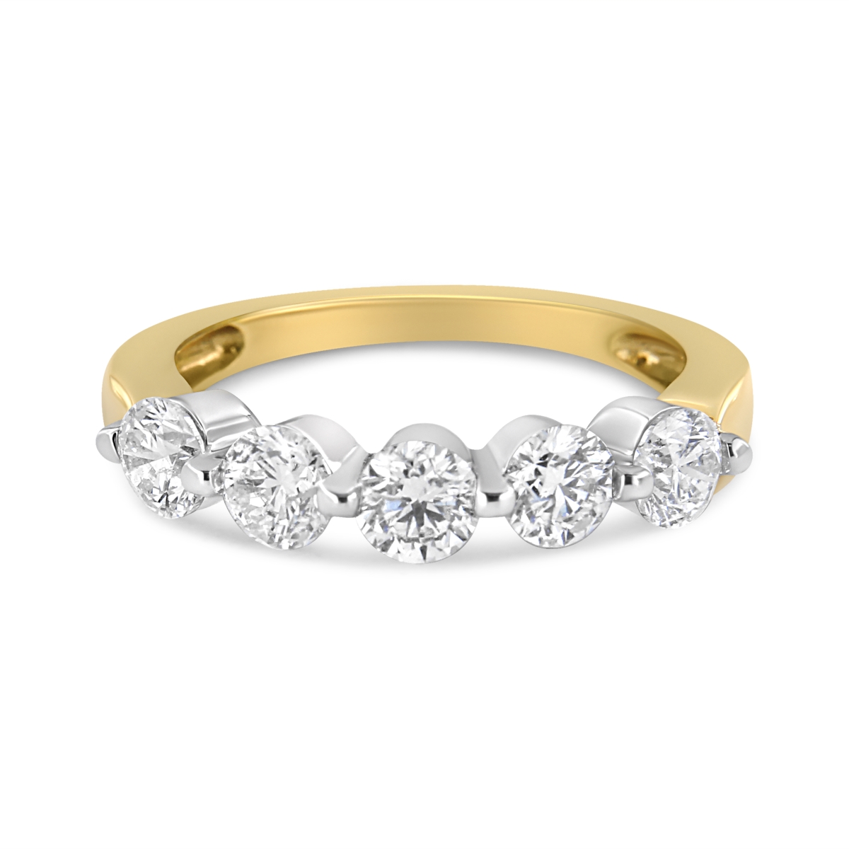 Picture of Infinite Jewels 004424R700 14K White & Yellow Gold 1.50 CTTW 2 Prong Cup Set Round-Cut Diamond 5 Stone Ring Band&#44; H-I Color - SI2-I1 Clarity - Ring Size 7
