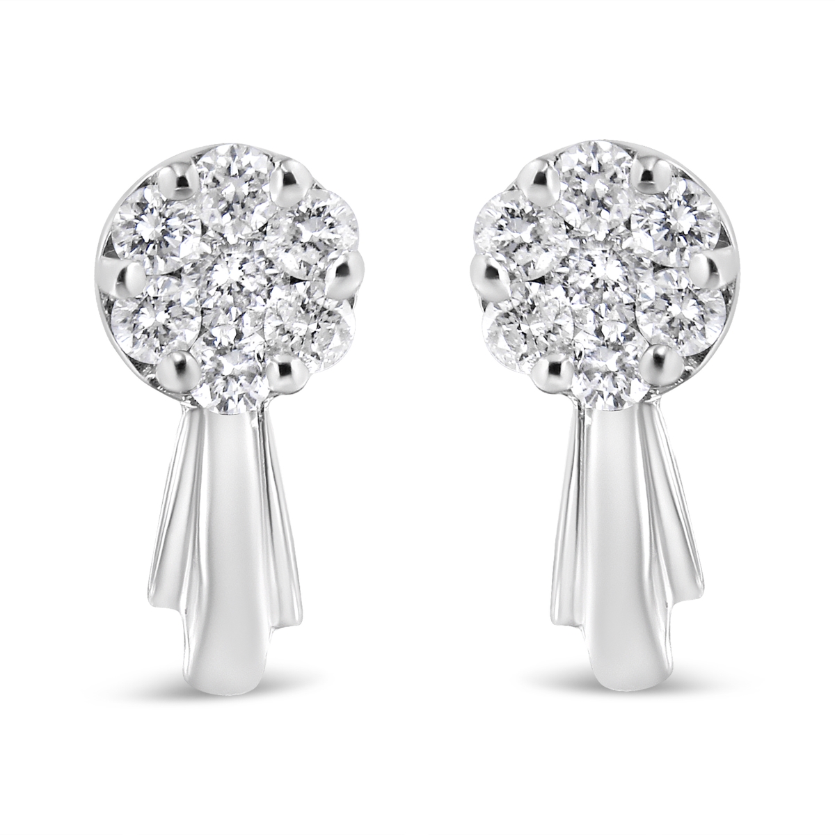 017325EWDM 14K White Gold 0.75 CTTW Diamond Floral Cluster Drop & Dangle Stud Earrings, H-I Color - I1-I2 Clarity