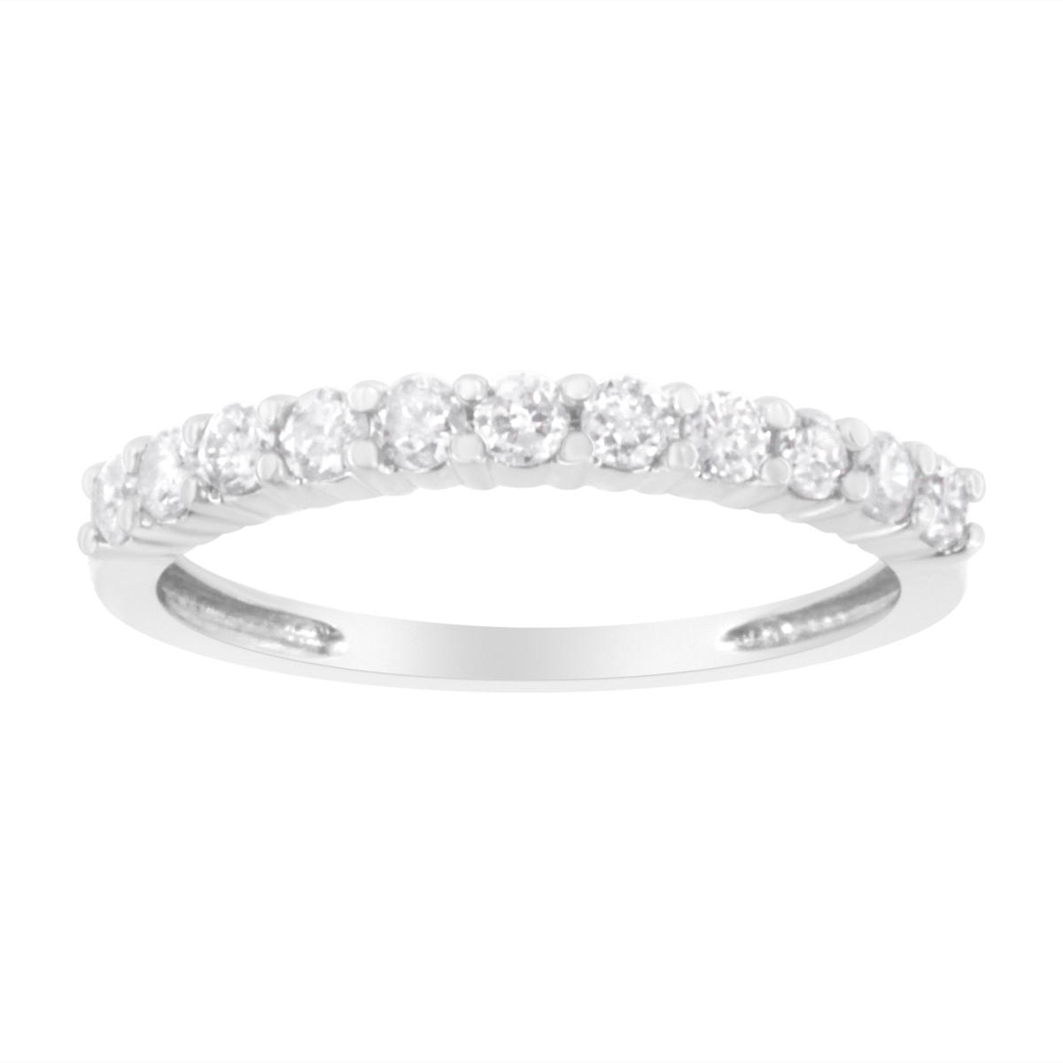 Picture of Infinite Jewels 017604R900 IGI Certified 0.50 CTTW Diamond 10K White Gold Prong Set Fluted Band Style Ring&#44; I-J Color - I2-I3 Clarity - Size 9