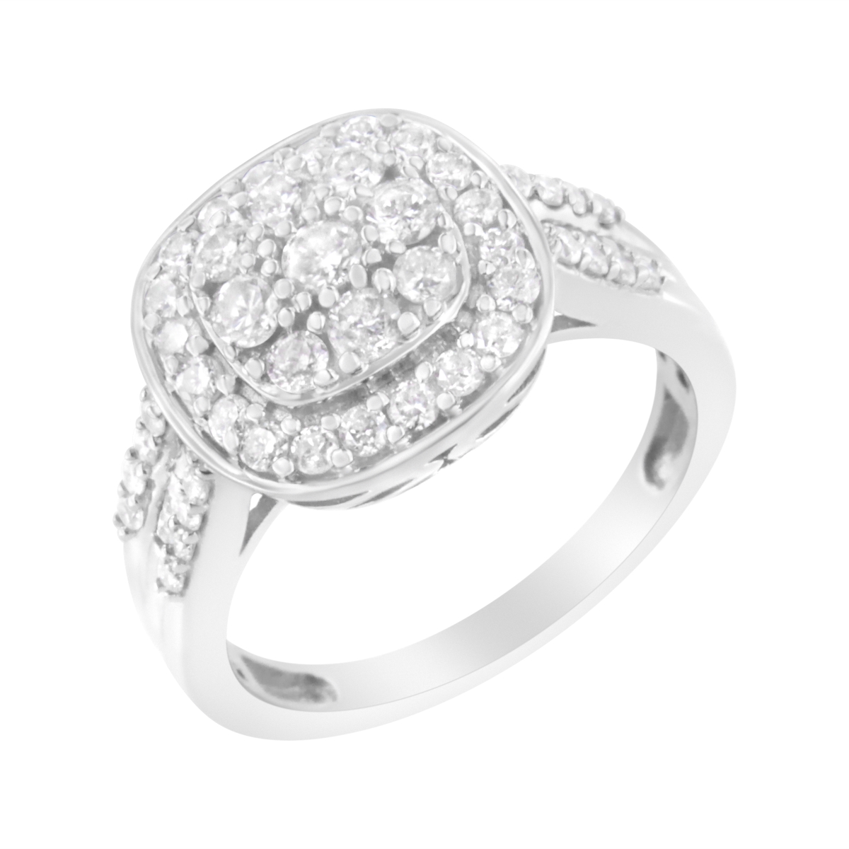 Picture of Infinite Jewels 017672R900 White .925 Sterling Silver 1 CTTW Diamond Cocktail Square Ring&#44; H-I Color - I1-I2 Clarity - Size 9