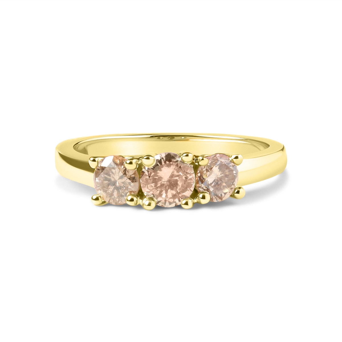020785R800 10K Yellow Gold 1.00 CTTW Champagne Diamond 3-Stone Band Ring, J-K Color - I1-I2 Clarity - Size 8