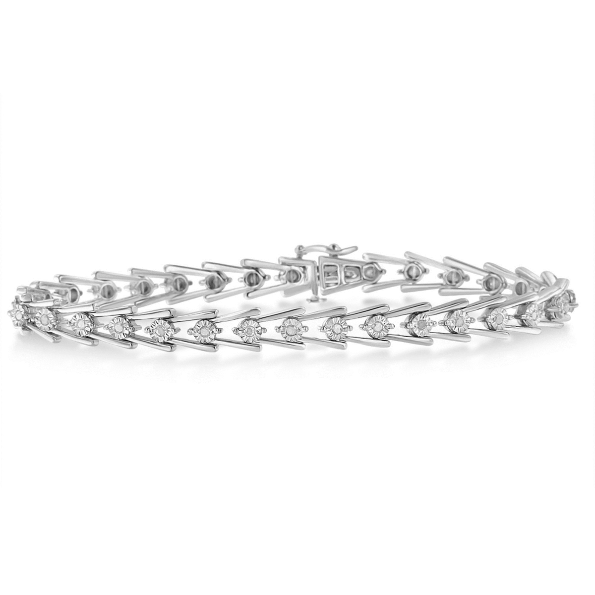 60-7893WDM White Sterling Silver Diamond Wave-Style Link Bracelet, 0.5 CTTW - I-J Color - I3 Clarity