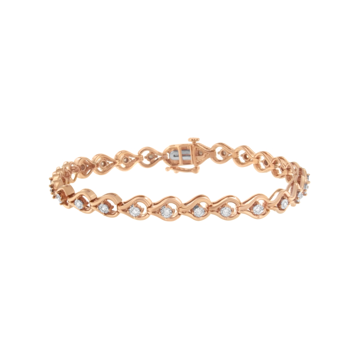 Picture of Infinite Jewels 60-7895RDM Rose Gold Over .925 Sterling Silver 0.25 CTTW Diamond Miracle-Set Teardrop Shaped 7 in. Link Bracelet&#44; I-J Color - I3 Clarity