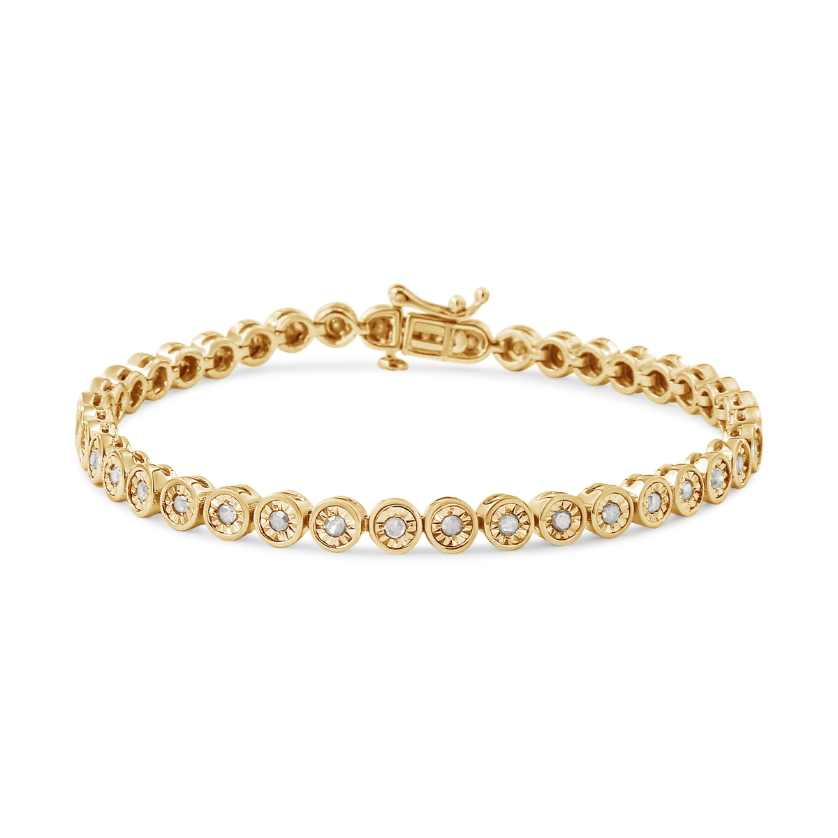 Picture of Infinite Jewels 60-7992TDM 14K Yellow Gold Plated .925 Sterling Silver 1.0 CTTW Miracle Plate Set Diamond Design Tennis Bracelet&#44; I-J Color - I3 Clarity