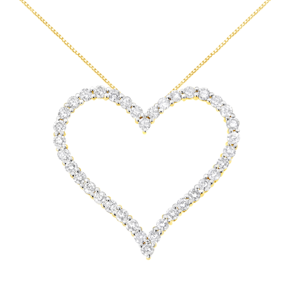 80-7680YDM 10k Yellow Gold Plated .925 Sterling Silver 3.0 CTTW Round-Cut Diamond Open Heart Pendant Necklace, J-K Color - I1-I2 Clarity - 18 in.