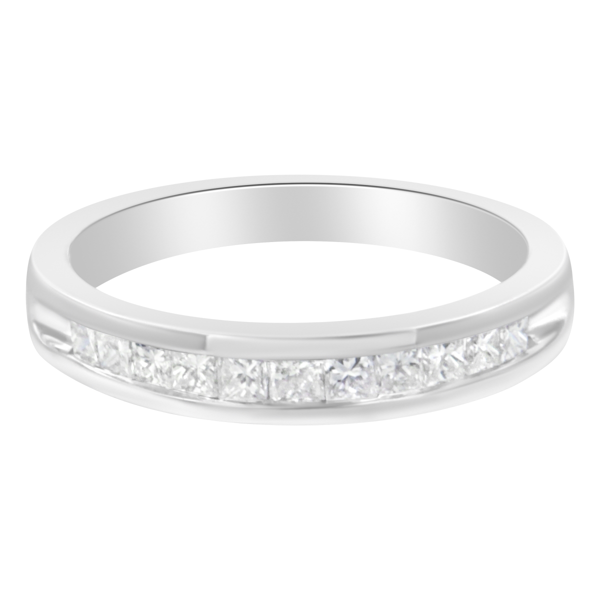 Picture of Infinite Jewels 016289R500 IGI Certified 0.50 CTTW Princess Cut Diamond 18K White Gold Channel Set Half Eternity Style Wedding Band Ring&#44; H-I Color - SI2-I1 Clarity - Size 5