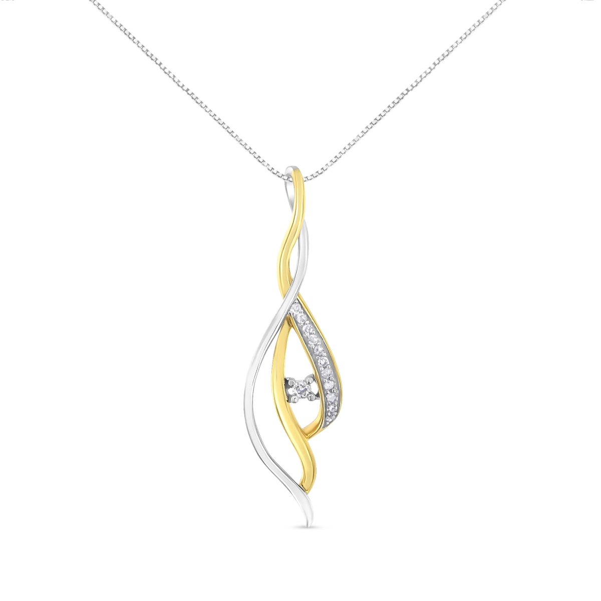017819PTDM 10K Yellow & White Gold Round Cut Diamond Accent Cascade 18 in. Pendant Necklace, J-K Color - I2-I3 Clarity