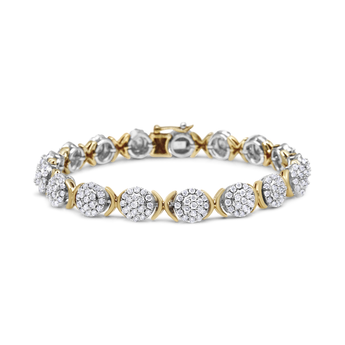 Picture of Infinite Jewels 019566BS54 10k Yellow Gold Plated .925 Sterling Silver 5.00 CTTW Lab Grown Round Diamond Cluster Tennis Link Bracelet&#44; G-H Color - VS1-VS2 Clarity - 7.25 in.