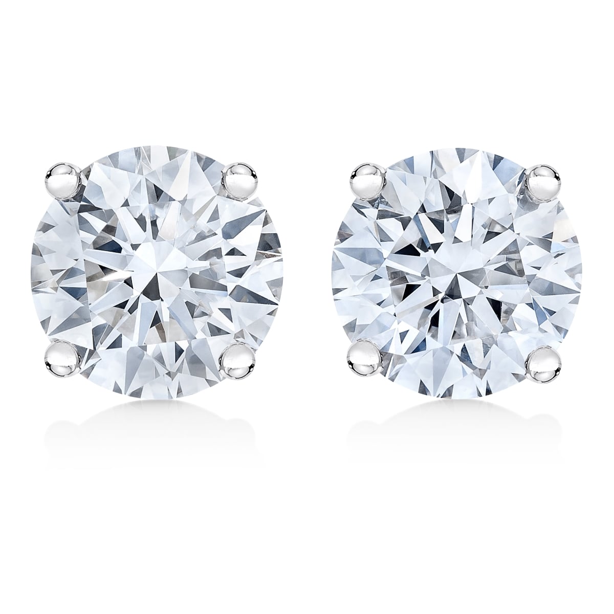 AGS Certified 14K White Gold 1.0 CTTW 4-Prong Set Brilliant Round-Cut Solitaire Diamond Push Back Stud Earrings, H-I Color - SI2-I1 Clarity