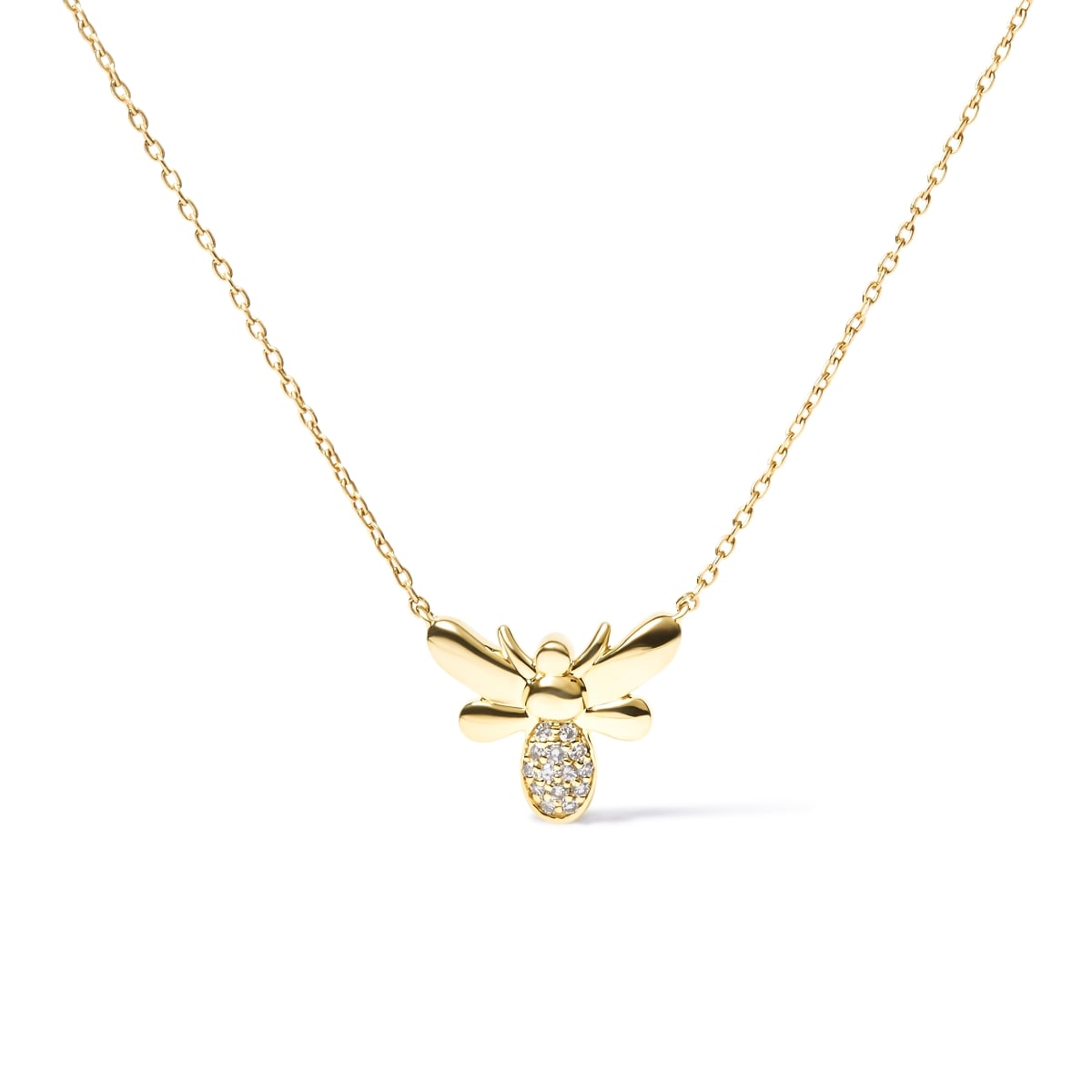 10K Yellow Gold Diamond Accented Bumble Bee Pendant 18 in. Necklace, H-I Color - I1-I2 Clarity