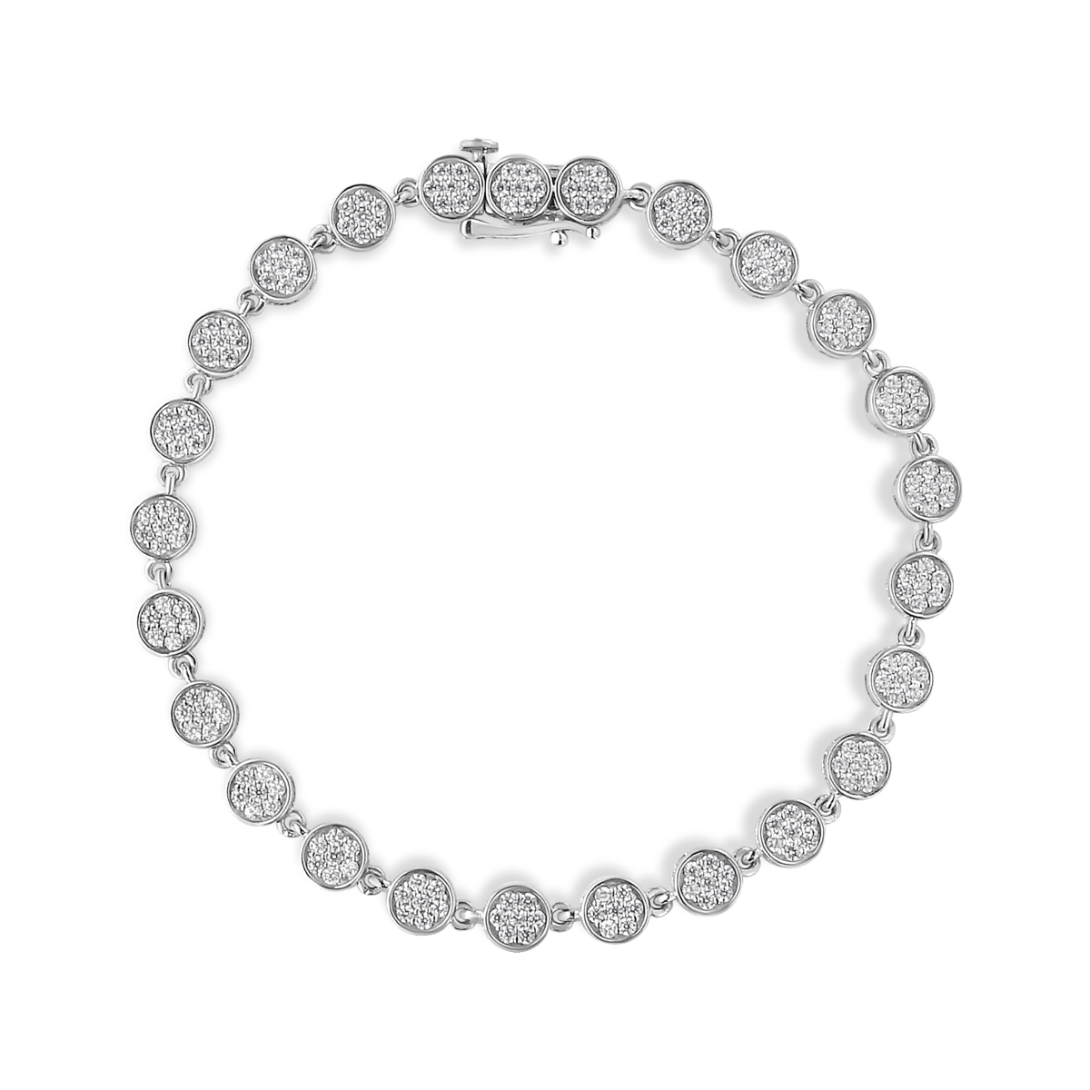 60-8084WDM White .925 Sterling Silver 2.0 CTTW Round Diamond Link Bracelet, G-H Color - I1-I2 Clarity - 7.25 in.