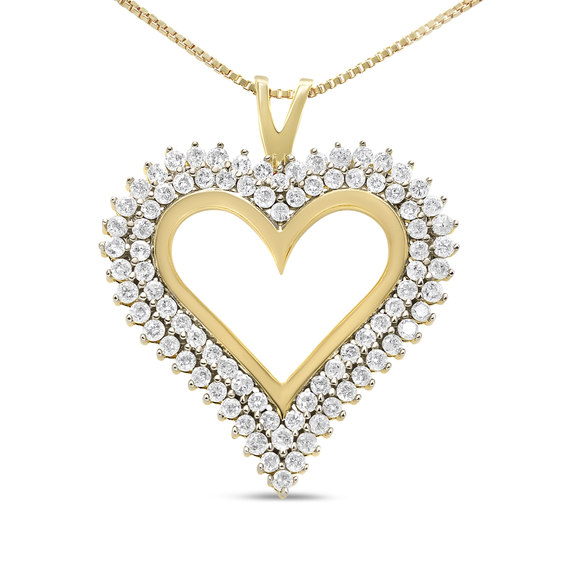 80-8659YDM 10K Yellow Gold Plated .925 Sterling Silver 2.00 CTTW Diamond Heart 18 in. Pendant Necklace, I-J Color - I2-I3 Clarity