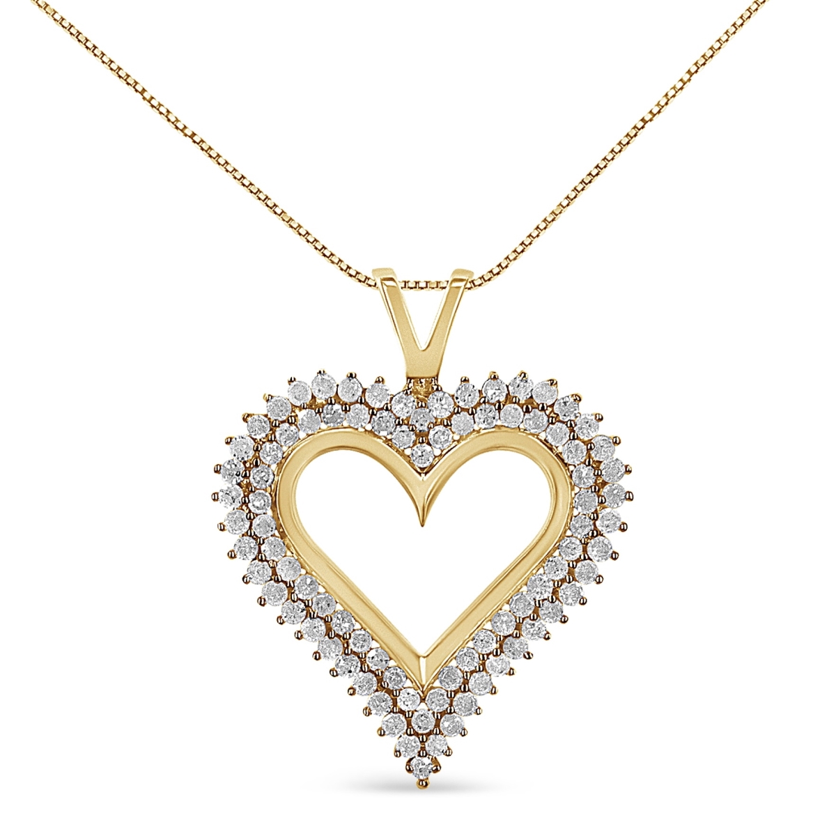 80-8660YDM 10K Yellow Gold Plated .925 Sterling Silver 3.00 CTTW Diamond Heart 18 in. Pendant Necklace, I-J Color - I2-I3 Clarity
