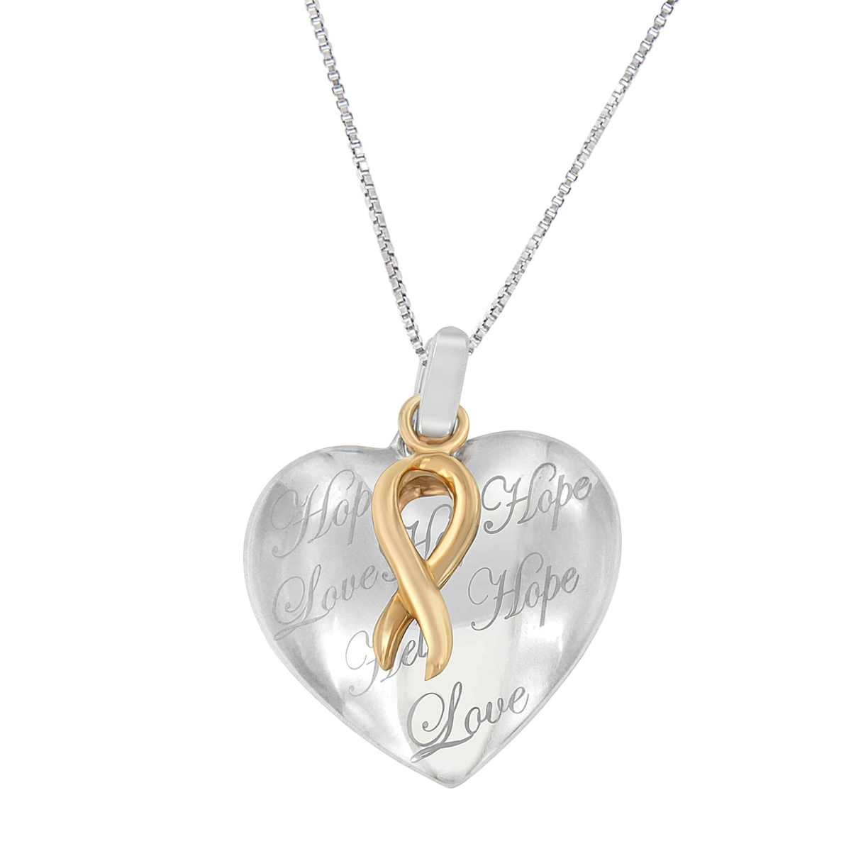 81-6142TNO Two-Toned 10K Yellow Gold Over Silver Heart Pendant Necklace