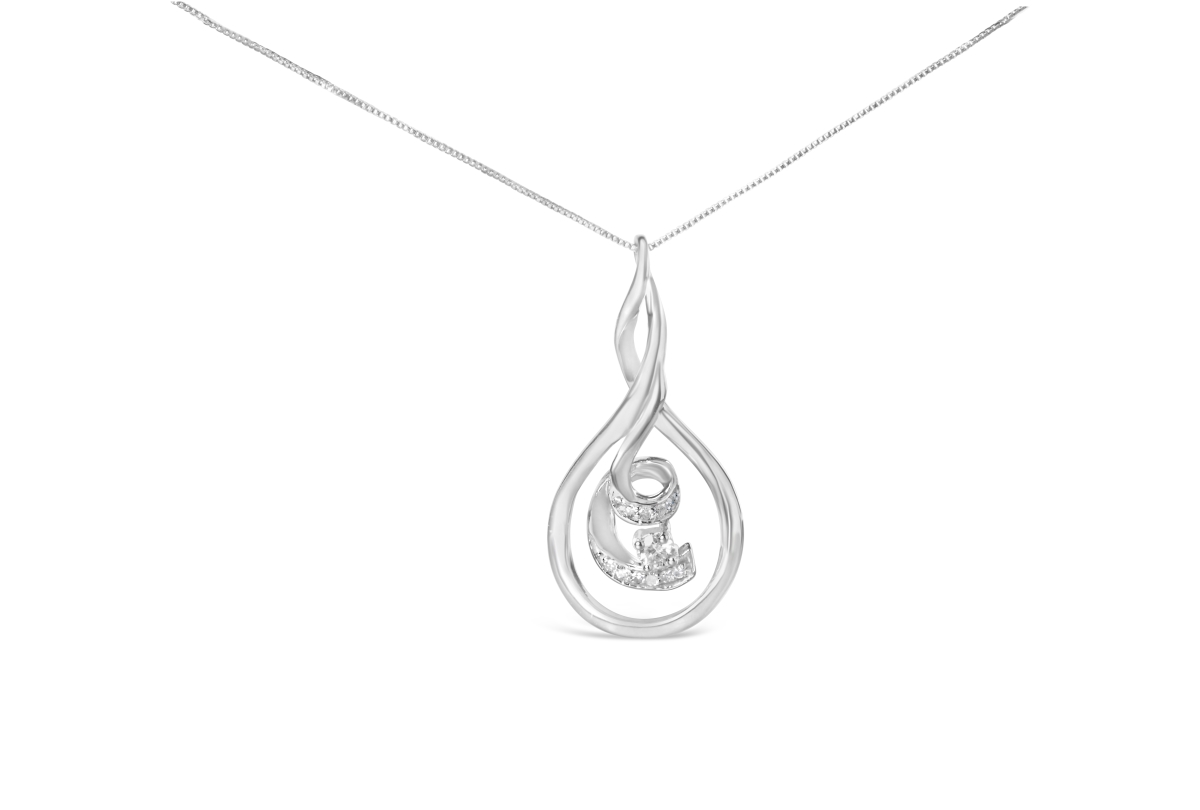 81-6532WDM Espira 10K White Gold 0.119 CTTW Round Cut Diamond Layered Spiral Pendant Necklace, I-J - I1-I2