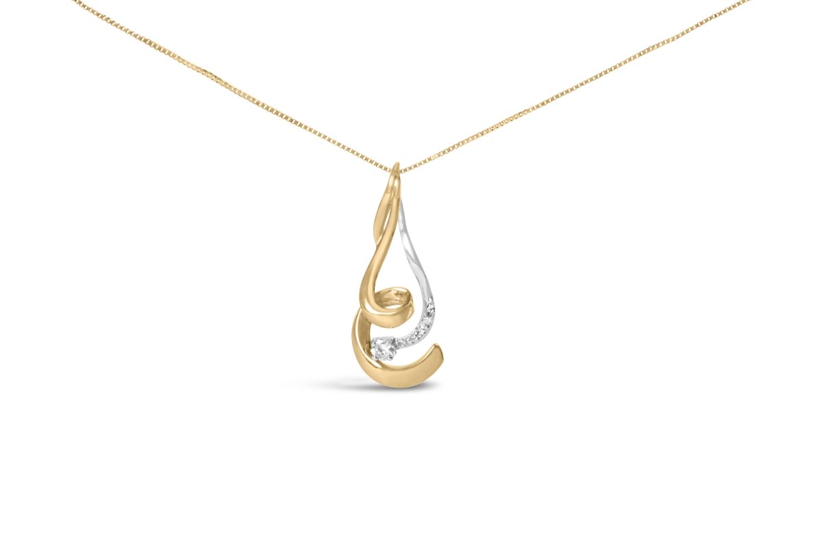 81-6533TDM Espira 10K Two-Tone Gold 0.1 CTTW Round Cut Diamond Swirl Pendant Necklace, I-J - I2-I3
