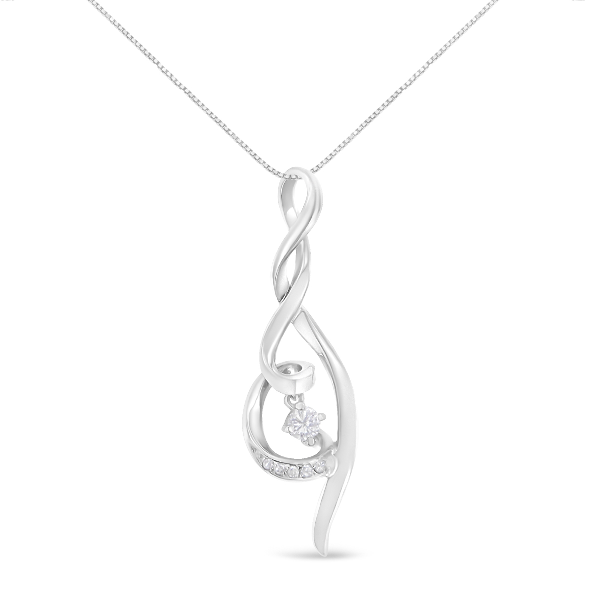 81-6666WDM Espira 10K White Gold 0.1 CTTW Diamond Swirl Pendant Necklace, I-J - I1-I2
