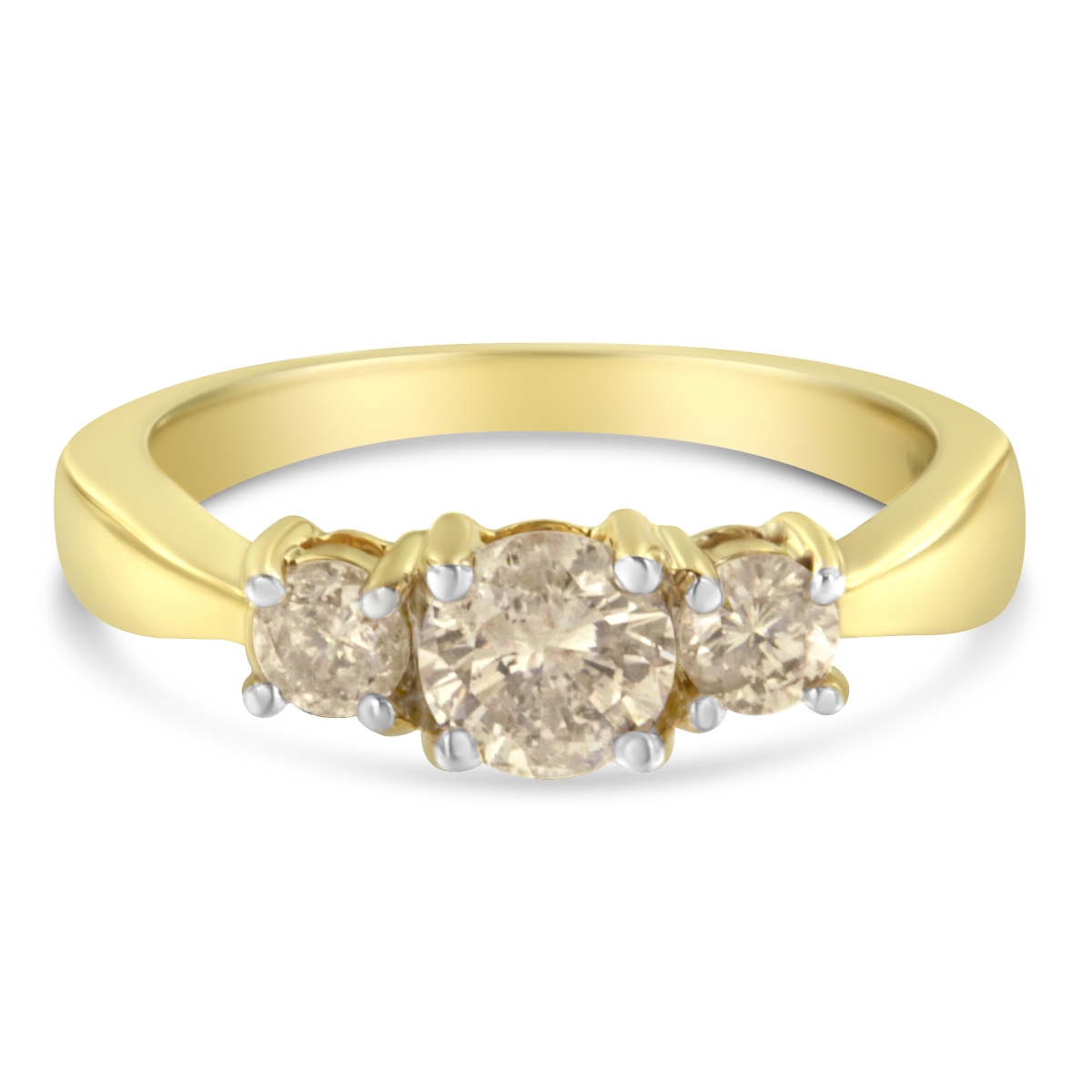 015459R600 10K Yellow Gold Three Stone Diamond Band Ring, 1.00 CTTW - J-K Color - I2-I3 Clarity