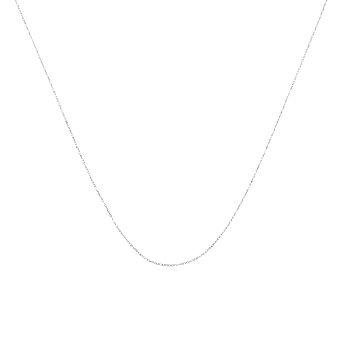 018044C5RC Solid 10K White Gold 0.5 mm Rope Chain Necklace for Unisex Chain - Size 18 in.