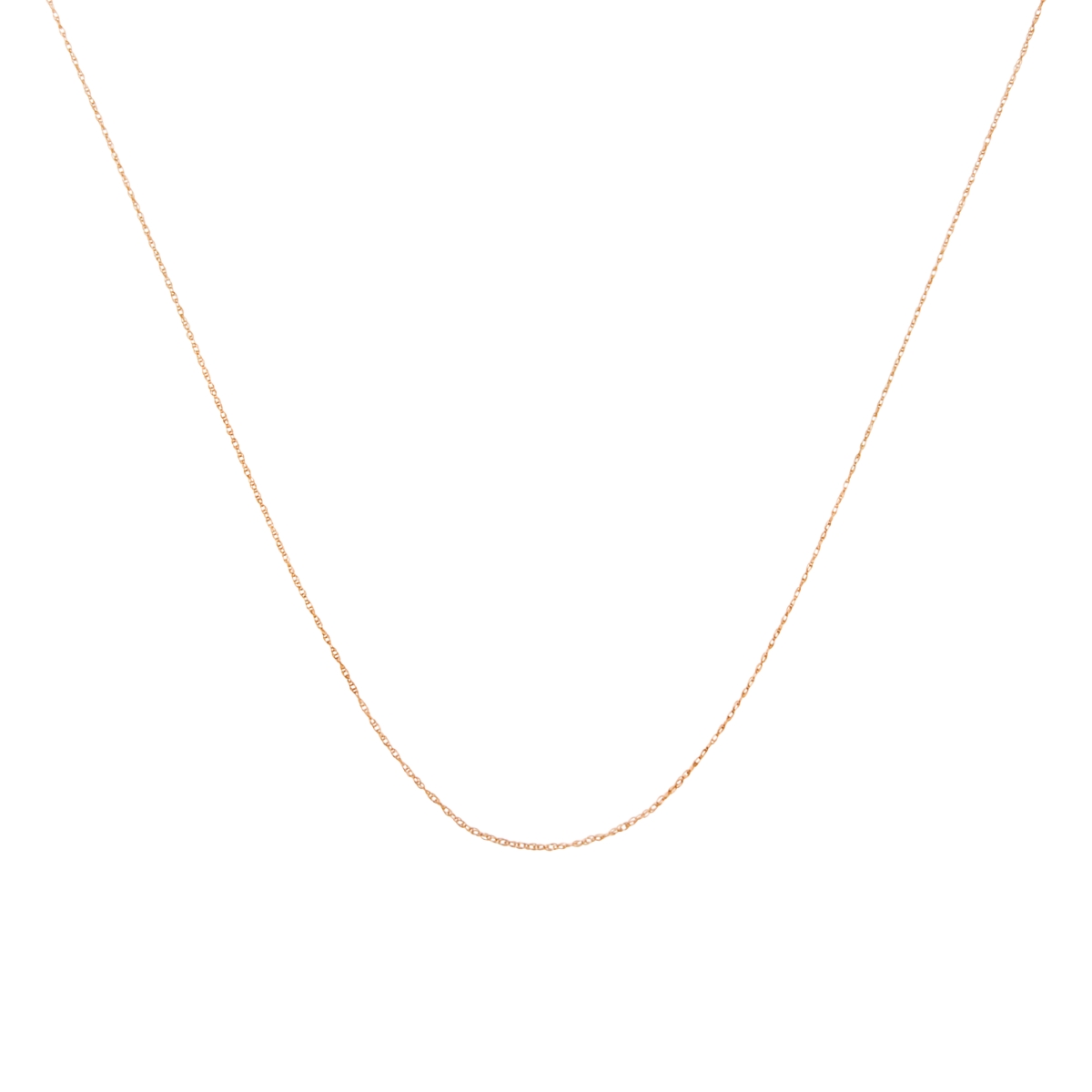 Solid 10K Rose Gold 0.5 mm Rope Chain Necklace for Unisex Chain - Size 18 in.