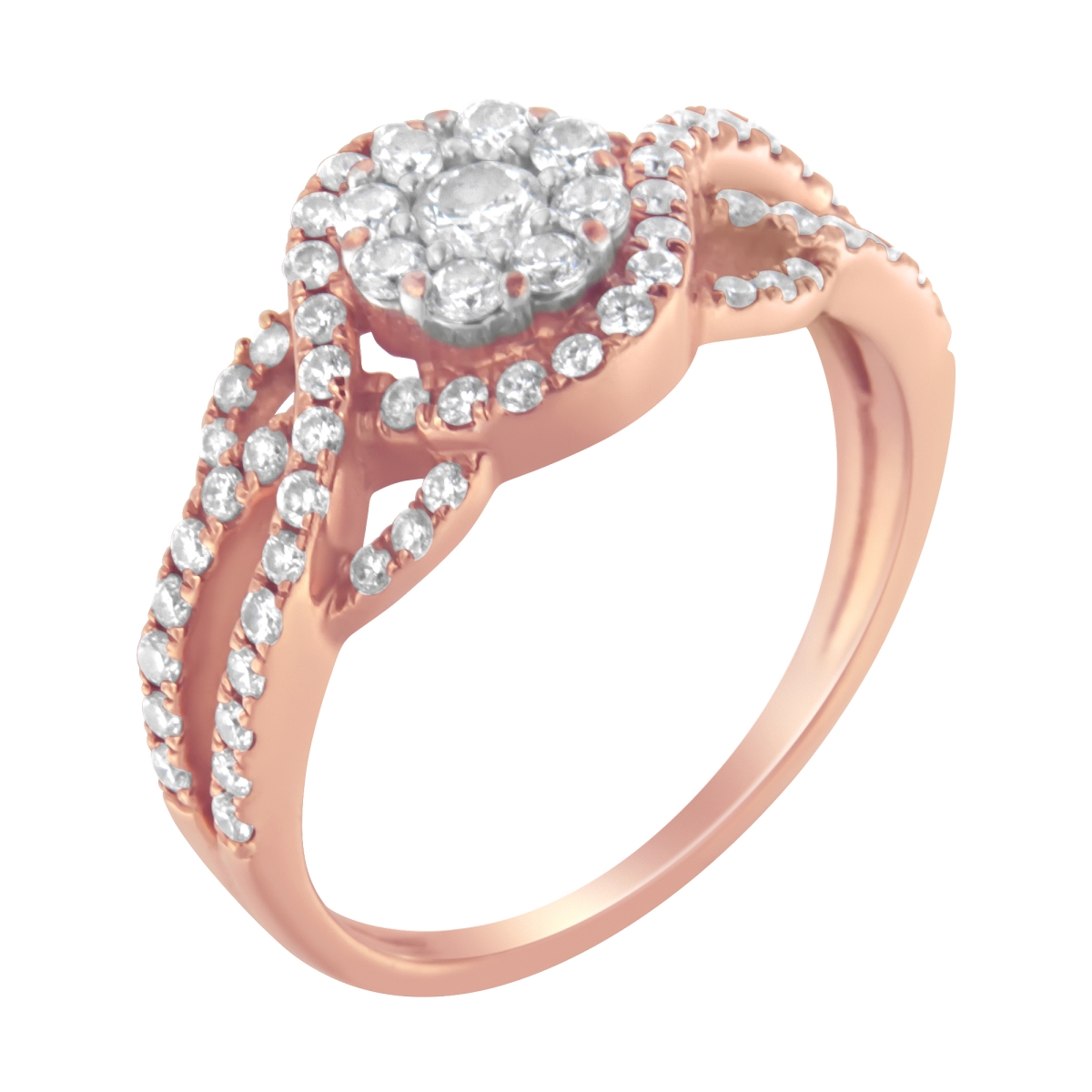 Picture of Infinite Jewels 019874R500 10K Rose Gold 0.75 CTTW Diamond Floral Cluster Head & Twisted Shank Cocktail Ring&#44; H-I Color - SI1-SI2 Clarity- Size 5