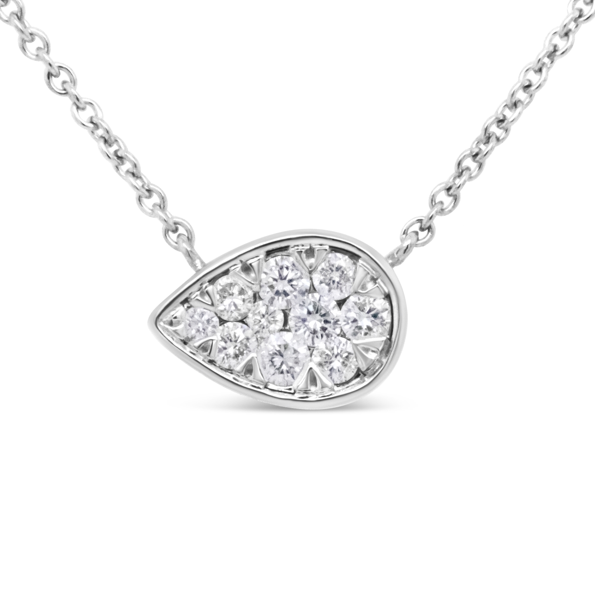 019930NASH 14K White Gold 0.25 CTTW Round Diamond Composite Teardrop Shape 18 in. Pendant Necklace, G-H Color - SI2-I1 Clarity
