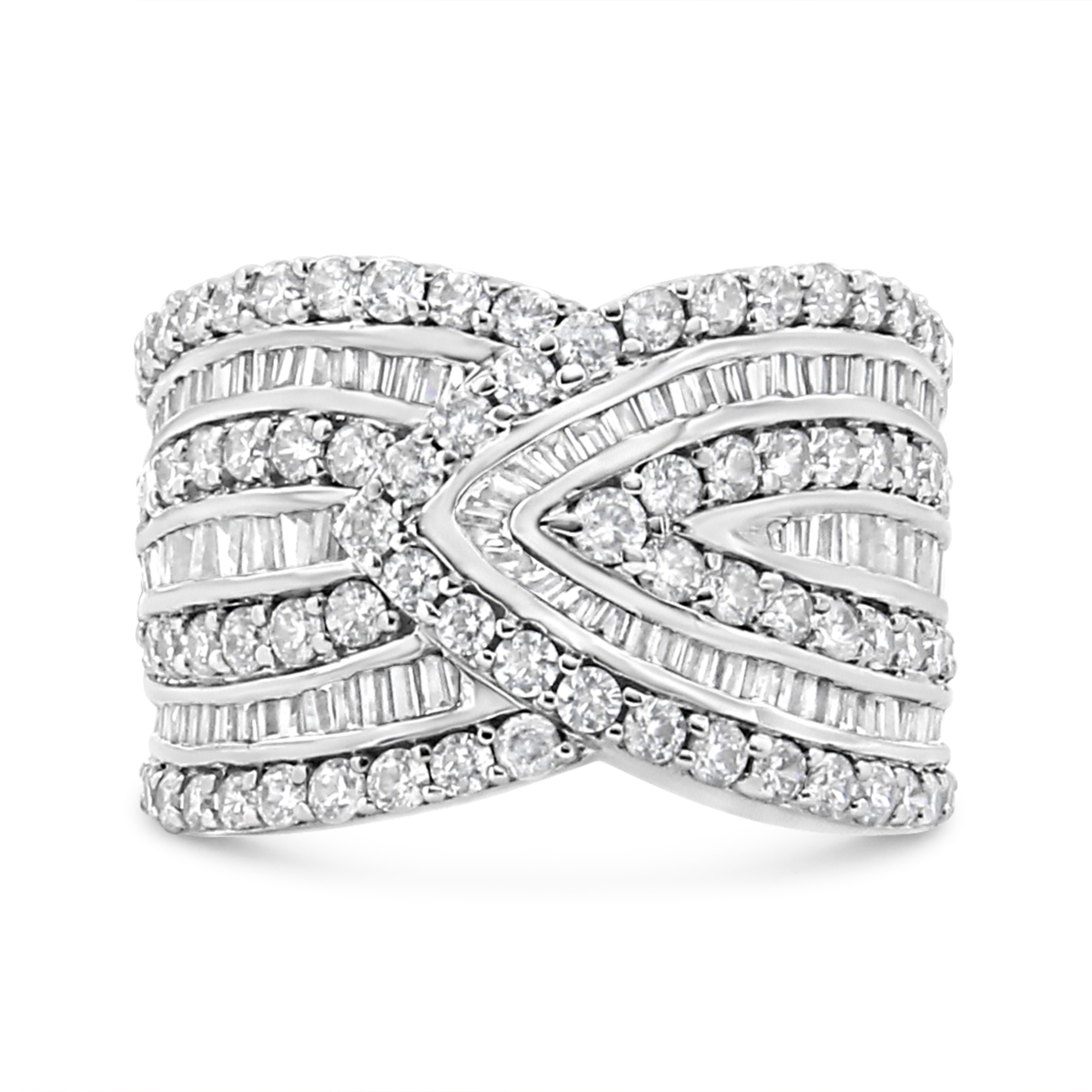 Picture of Infinite Jewels 021384R600 White .925 Sterling Silver 2.37 CTTW Diamond Multi Row Overlay Band Ring&#44; J-K Color - I3 Clarity - Ring Size 9