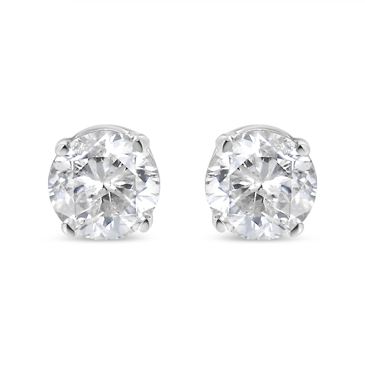 74-5308WLD 14K White Gold 0.66 CTTW Round Brilliant-Cut Lab Grown Diamond Classic 4-Prong Push Back Stud Earrings, F-G Color - VS1-VS2 Clarity