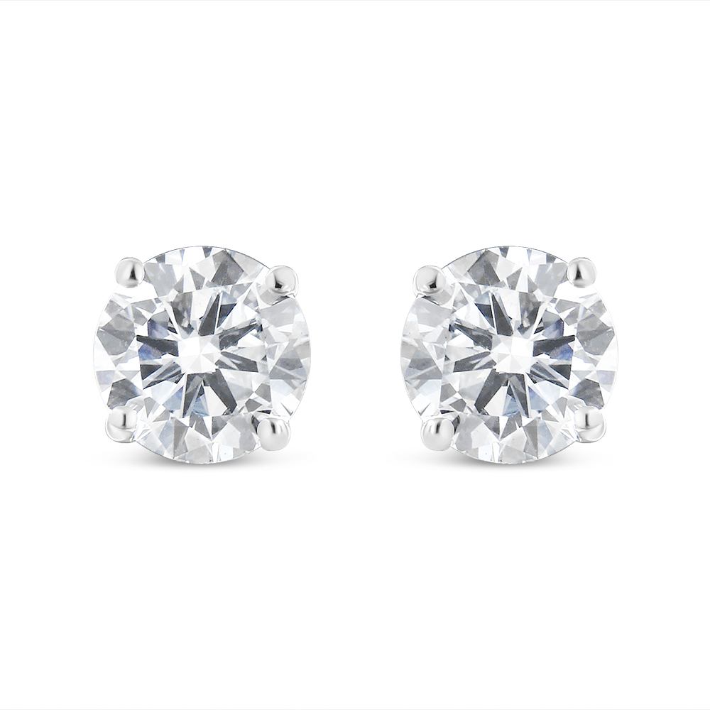 14K White Gold 1.50 CTTW Round Brilliant-Cut Near Colorless Diamond Classic 4-Prong Stud Earrings with Screw Backs, H-I Color - SI1-SI2 Clarity -  Precious Stone, PR4423324