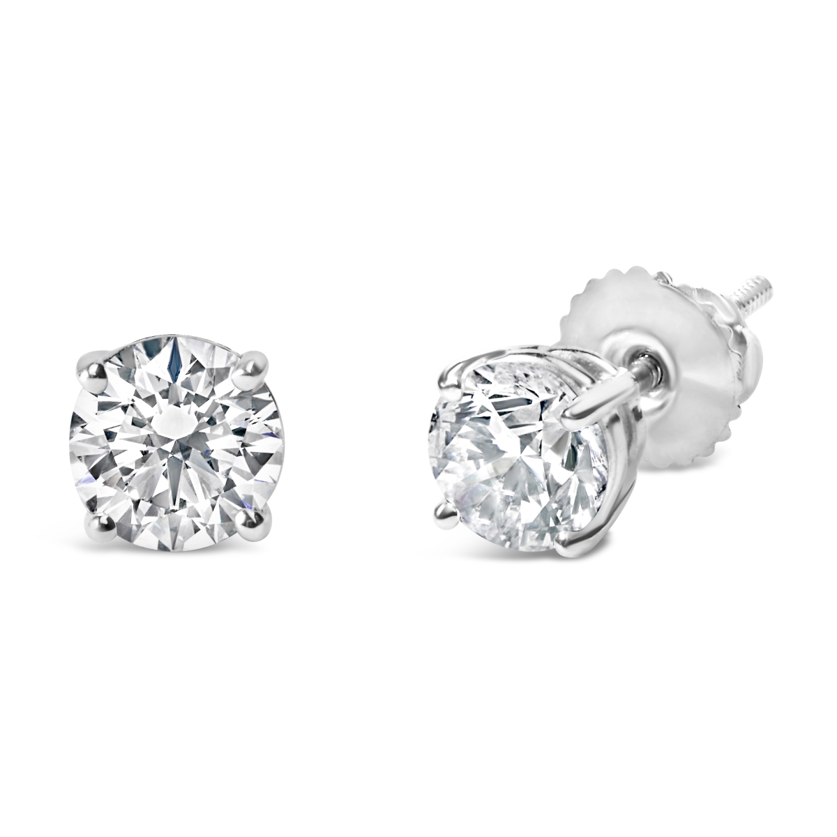 74-5388WLD 14K White Gold 1.50 CTTW Lab Grown Diamond Solitaire Stud Earrings with Screwbacks, F-G Color - VS2-SI1 Clarity