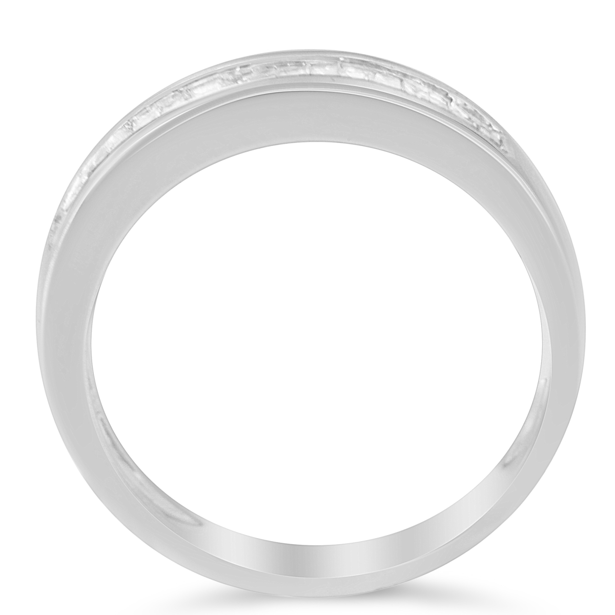 White .925 Sterling Silver 0.33 CTTW Baguette Cut Diamond Channel Set Stackable Wedding Ring, H-I Color - I1-I2 Clarity - Size 7.25