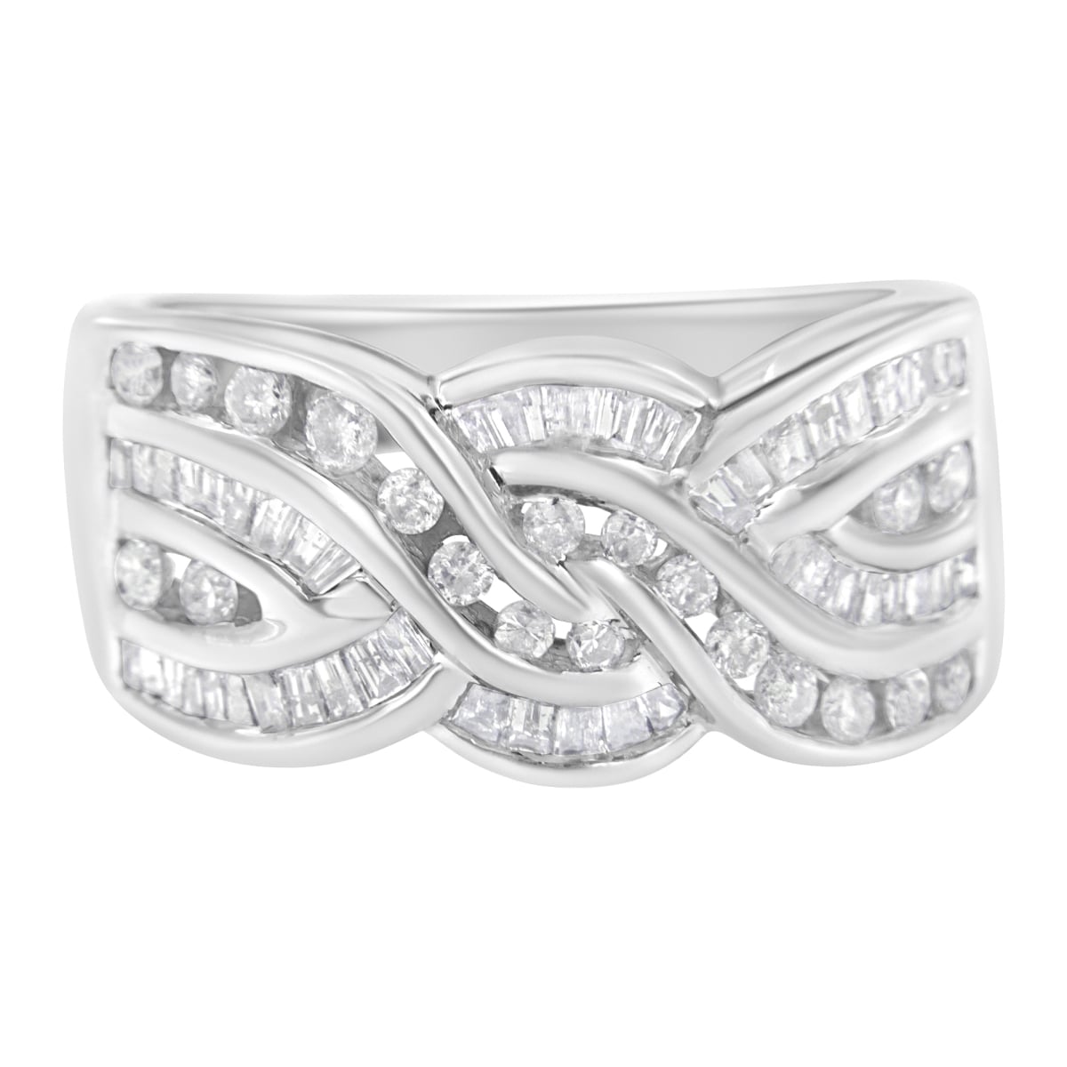 015545R750 10K White Gold Diamond Bypass Ring, 1 CTTW - H-I Color - I1-I2 Clarity - Size 7.50