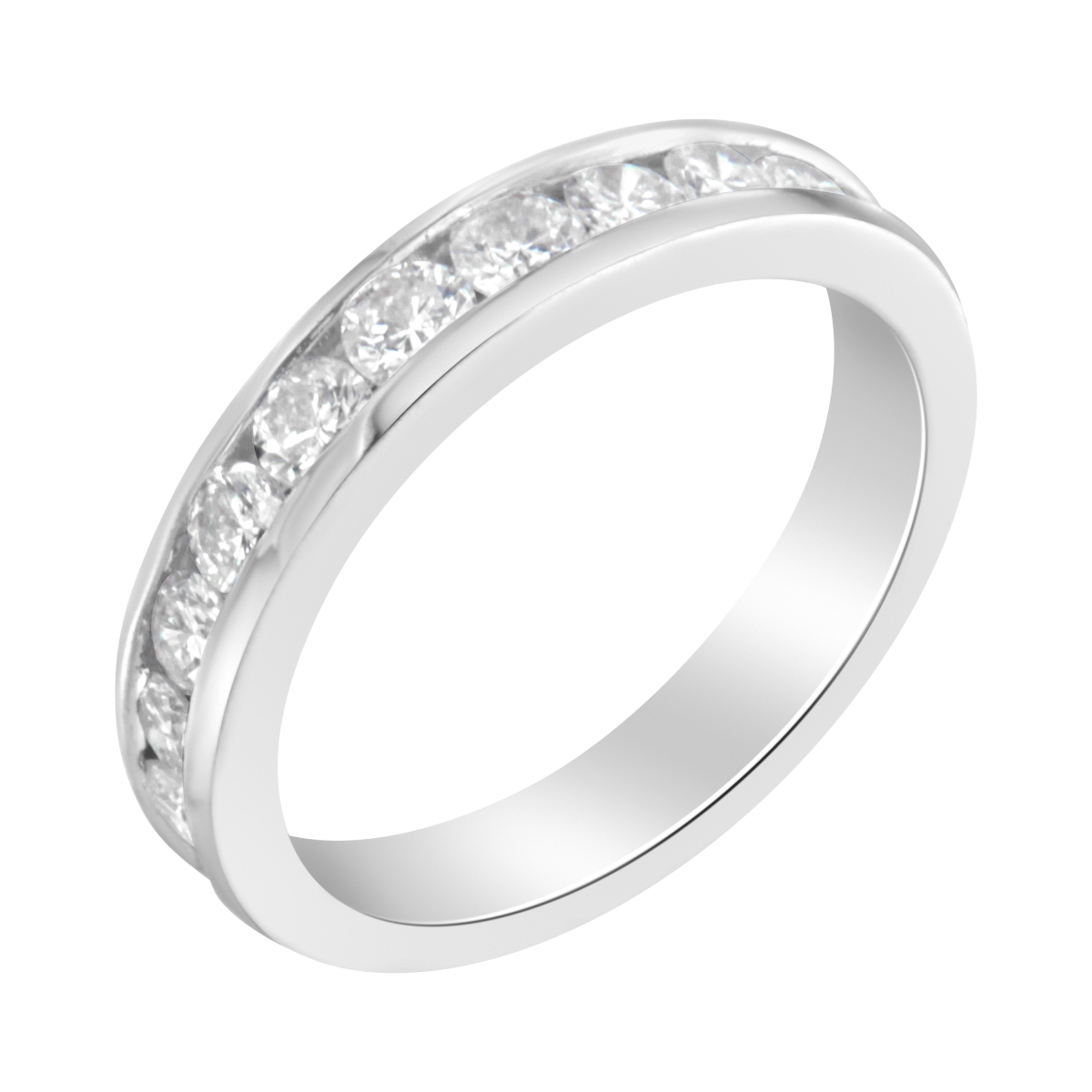 015583R700 IGI Certified 1.0 CTTW Diamond 18K White Gold Channel-Set Half-Eternity Band Wedding Ring, E-F Color - I1-I2 Clarity - Size 7 -  Infinite Jewels