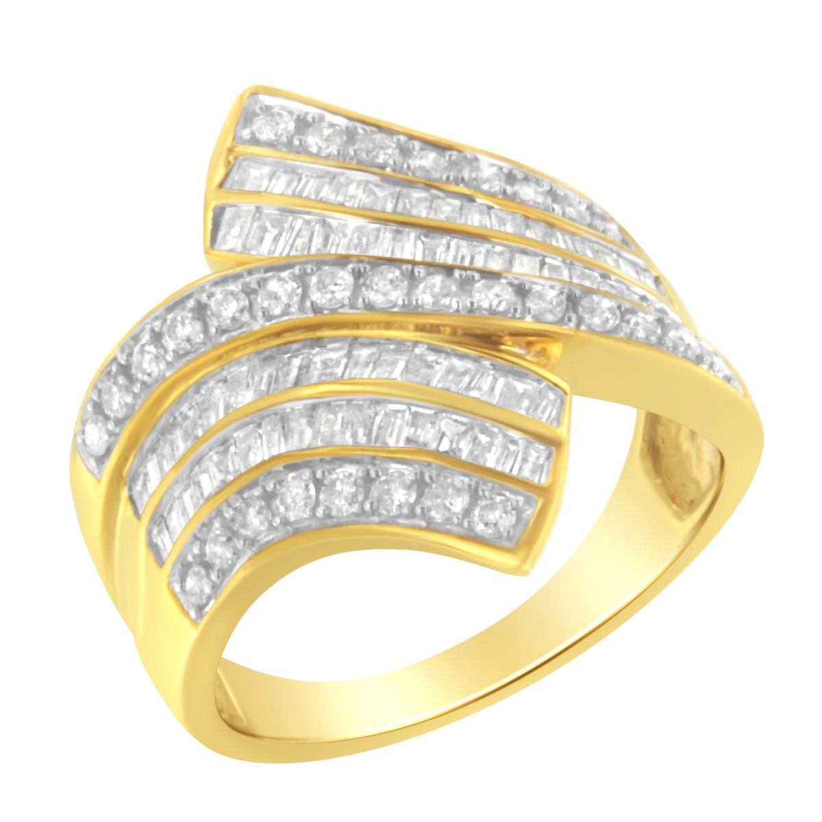 015606R800 10K Yellow Gold Diamond Bypass Ring, 1.14 CTTW - I-J Color - I1-I2 Clarity - Size 8