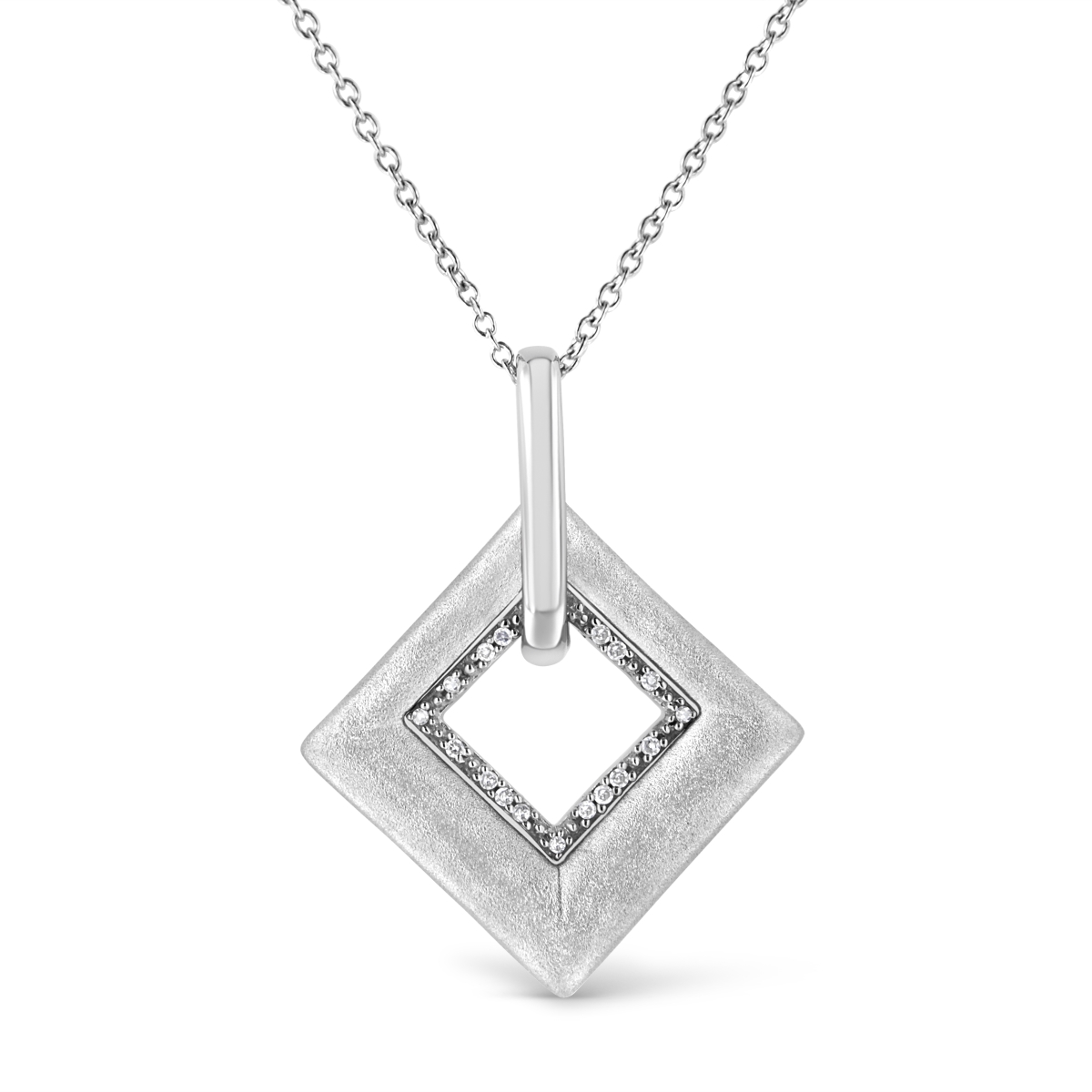 018406NASH White .925 Sterling Silver Pave-Set Diamond Accent Kite Shape 18 in. Pendant Necklace, I-J Color - I1-I2 Clarity