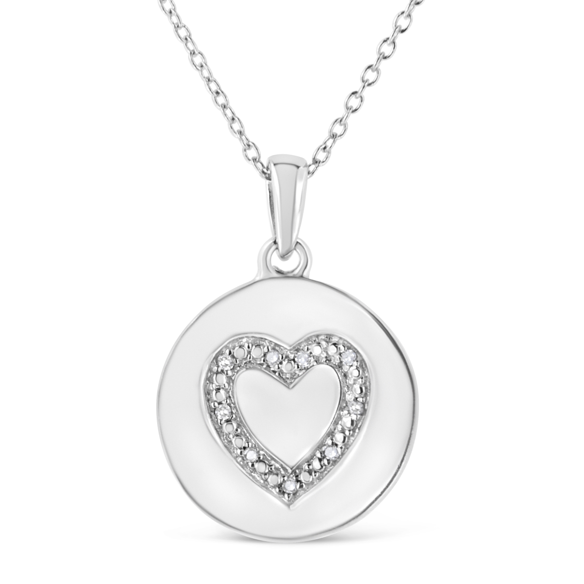 018411NASH White .925 Sterling Silver Prong-Set Diamond Accent Heart Emblemed 18 in. Pendant Necklace, I-J Color - I1-I2 Clarity