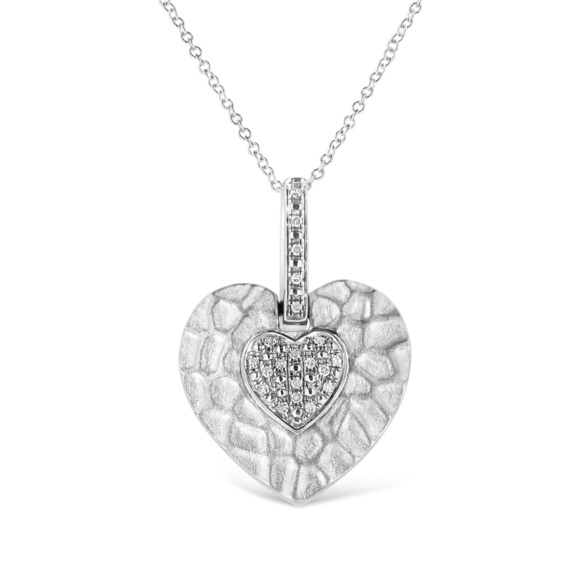 018423NASH White .925 Sterling Silver Pave-Set Diamond Accent Heart Shape 18 in. Pendant Necklace, I-J Color - I1-I2 Clarity