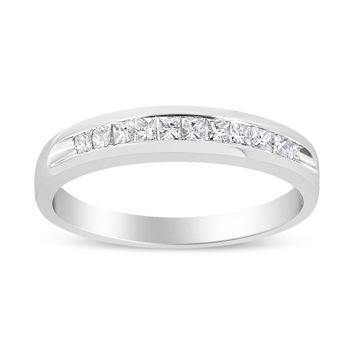 Picture of Infinite Jewels 018460R500 18K White Gold 0.25 CTTW Channel Set Princess-cut Diamond Classic 11 Stone Band Ring&#44; E-F Color - I1-I2 Clarity - Size 5