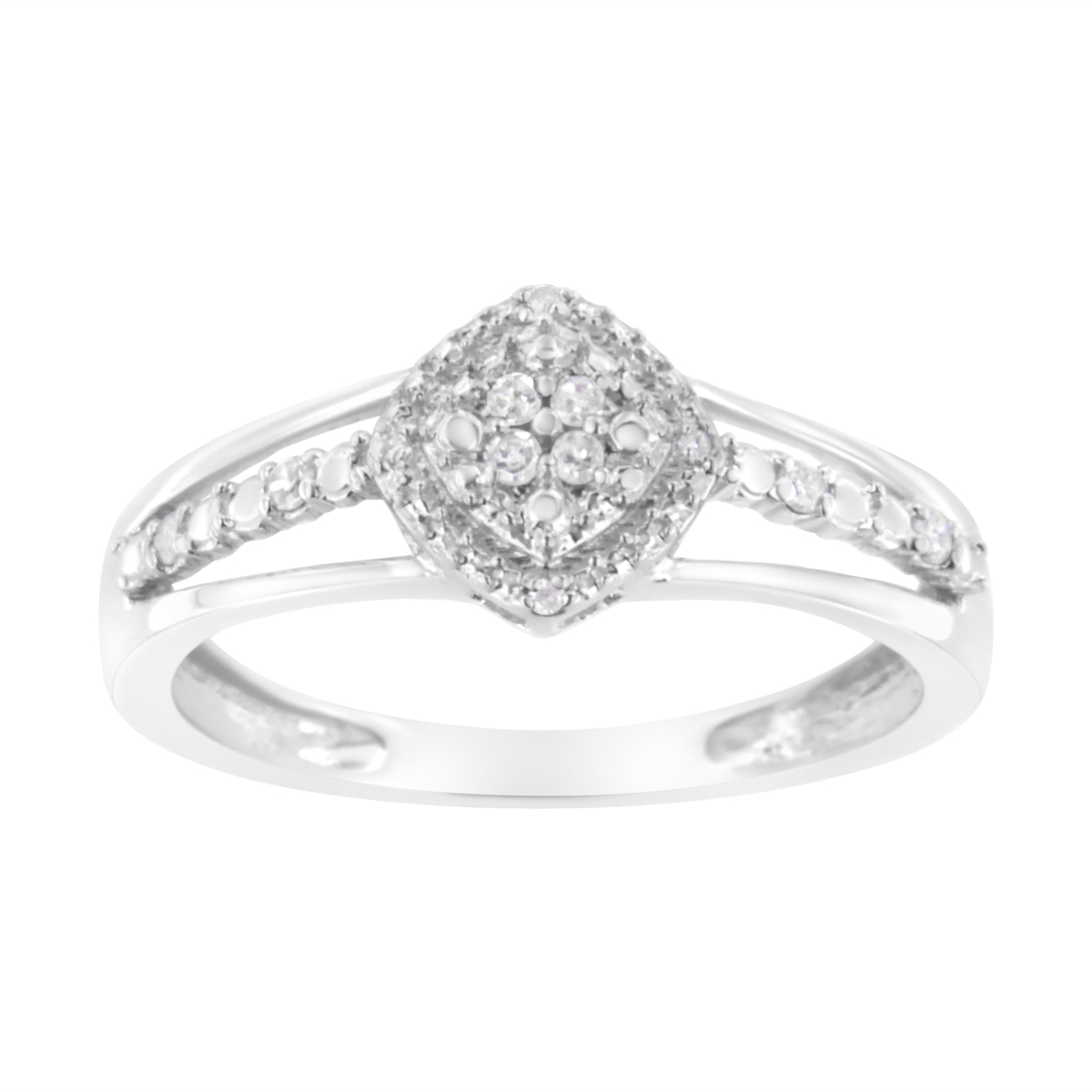 Picture of Infinite Jewels 018563R900 White .925 Sterling Silver 0.1 CTTW Diamond Split Shank Promise Cocktail Ring&#44; I-J Color - I1-I2 Clarity - Size 9