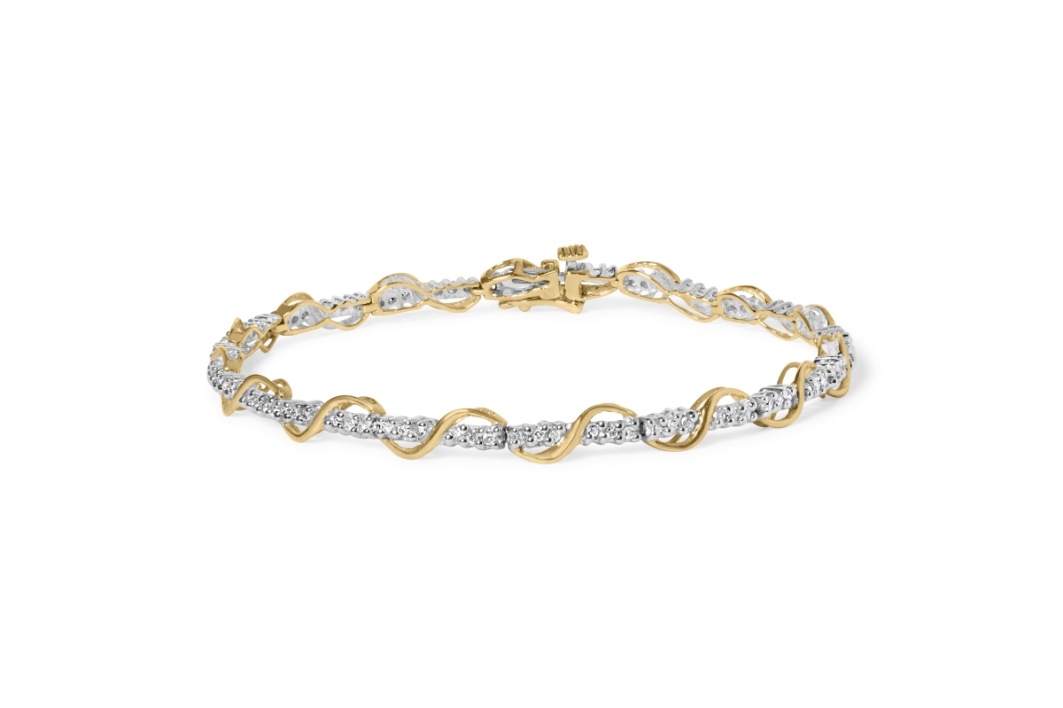 Picture of Infinite Jewels 61-6699TDM White & Yellow 10k Two-Tone Gold 0.50 CTTW Diamond SpiralOver Link Bracelet&#44; I-J Color - I2-I3 Clarity 7 in.