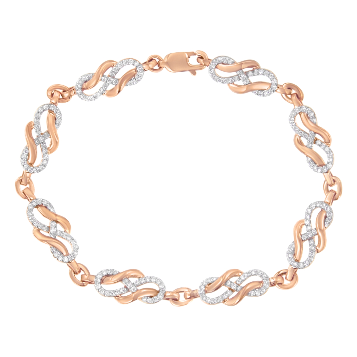 Picture of Infinite Jewels 61-7786RDM 10K Rose Gold 1.0 CTTW Diamond Infinity Loop & Swirl Link Bracelet&#44; I-J Color - I2-I3 Clarity - 7.25 in.